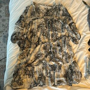 Small Olivaceous Anthropologie mini dress with Tiger pattern, black and white